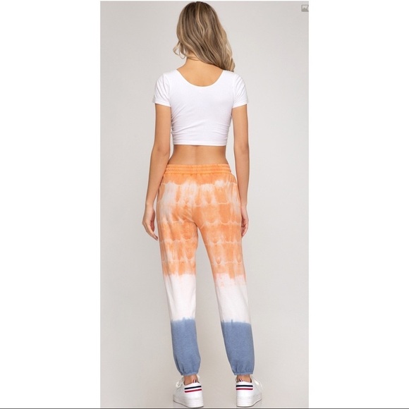 She and sky joggers size L sweatpants cotton knit pants Tie dye pockets joggers - Picture 5 of 14